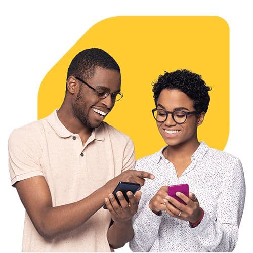 Customers checking their phones to find a business on WiSabi