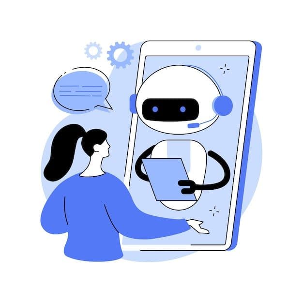 Illustration of a customer chatting with a chatbot on a smartphone