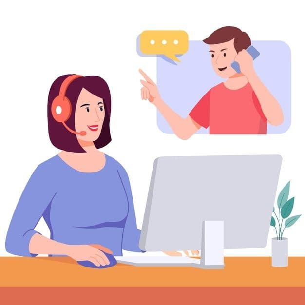 Illustration of an agent on a headset calling a customer